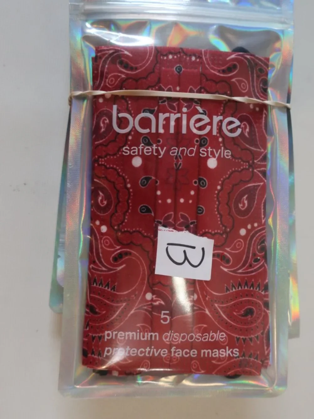 NWT Barriere Red Green (Item-B) Mix Lot-30 Disposable Bandana Protec Face Masks